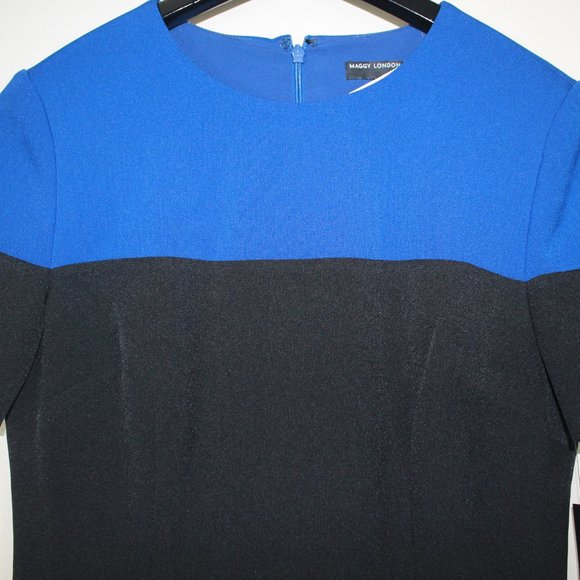 Maggy London Carly Midi Black Blue Dress 4 NWT - Picture 4 of 5